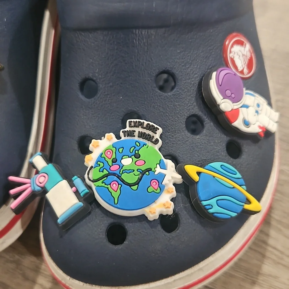 Kids Navy Clogs with Fun Space Charms